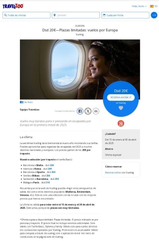 Vuelos por Europa desde sólo 20€.