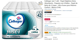 42 rollos Papel higienico Colhogar Just 1 7x6 Ultra Suave 5 Capas por 16.72€