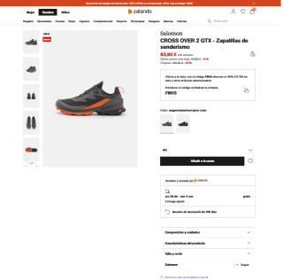 Zapatos Salomon CROSS OVER 2 GORE-TEX por solo 71,35€