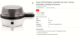 Krups F233-70 - Eierkoker - Ovomat voor €21,99 bij Amazon