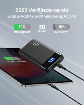INIU Power Bank, 22.5W 20000mAh voor €14,87 bij Amazon