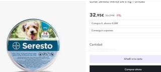 Collar Seresto perros menos de 8 Kg por 24.45€