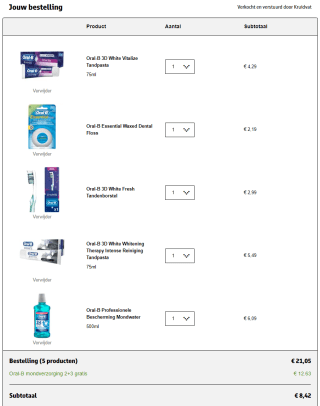 2+3 gratis op Oral-B mondverzorging en opzetborstels bij Kruidvat