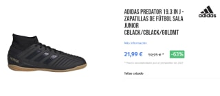 Botas de Futbol Sala para Niños Adidas Predator 19.3 In J por 21.99€