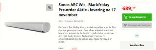 Sonos Arc - Soundbar voor TV - Wit voor €689 bij Apollo