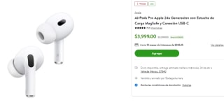AirPods Pro 2da Gen con Estuche por $3,600 en Bodega Aurrera