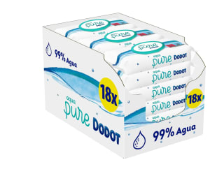 Toallitas Dodot Aqua Pure para Bebé 99% Agua 864 Toallitas 18 Paquetes por 22,20€