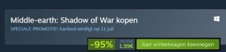 Middle-earth: Shadow of War voor €1,99 via Steam
