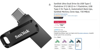 SanDisk Ultra Dual Drive Go 512 GB usb-stick voor €36,39 bij Amazon