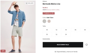 2 Bermudas Básica Lisa para Hombre Milano por 31.98€