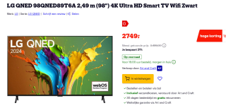 LG QNED 98QNED89T6A 2,49 m (98") 4K Ultra HD Smart TV Wifi voor €2.749 bij Bol