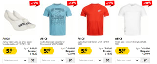 Alle Asics items voor 5 bij Sportkorting