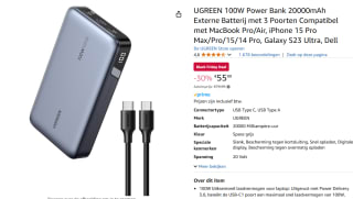 UGREEN Powerbank 100W/20000mAh voor €63,99 via Amazon