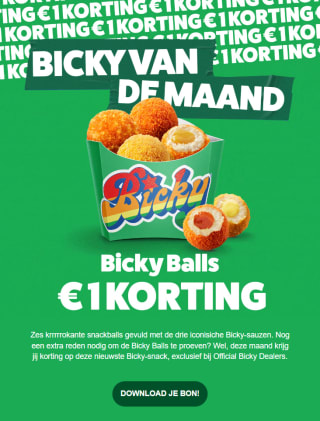 Coupon voor €1 korting op Bicky Balls