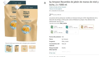 Recambio de jabón de manos de oliva, o miel y leche 2 x 1000 ml por 2,20€