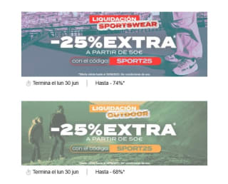 25% descurnto en seleccionados desde Private Sport por compras de +50€