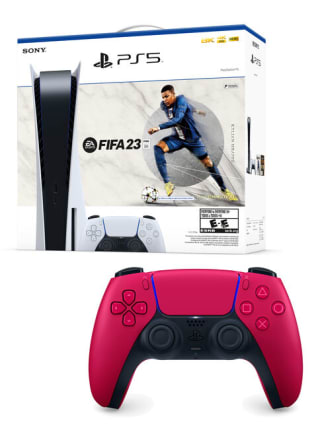 Consola PS5 Standard + Juego FIFA 2023 + Control DualSense PS5 Cosmic Red por $569.990