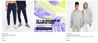 Nike 20% descuento en conjuntos Fleece