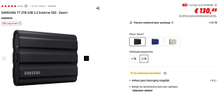Samsung T7 Shield 2TB Zwart externe SSD voor €130,49 bij de MediaMarkt