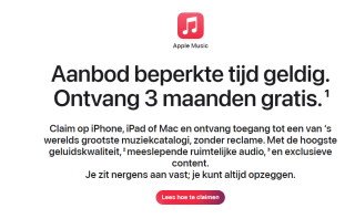 3 maanden gratis Apple Music voor nieuwe klanten
