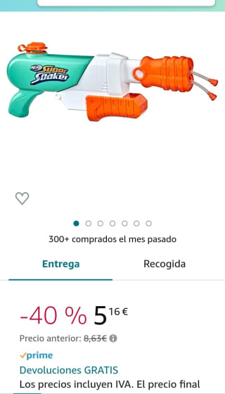 Lanzador de Agua Nerf Super Soaker Hydro Frenzy por 5,16€.