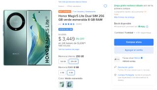 Honor Magic 5 Lite 256GB por $2,762 en Mercado Libre con Banorte