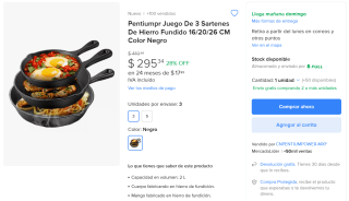 Juego de 3 Sartenes Pentiumpr por $295 | Descuento Mercado Libre