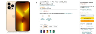 iPhone 13 Pro Max 128GB Reacondicionado por $12,125 en Amazon
