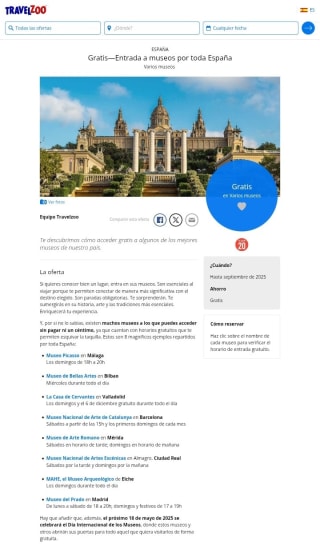 Entradas Gratis a Museos por toda España.