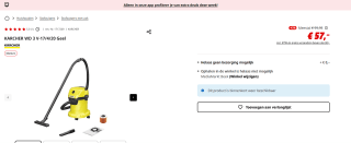 Kärcher Nat en droog Zuiger voor €57 bij de MediaMarkt