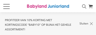 Babyland 10% korting op bijna alles!