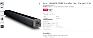 Lenco SB-080 SB-080BK Soundbar voor €58,04 bij Amazon NL