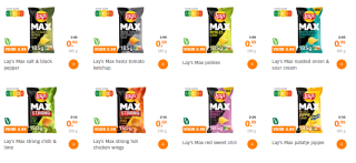 Lays Max 150-185 g voor €0,99 bij Albert Heijn