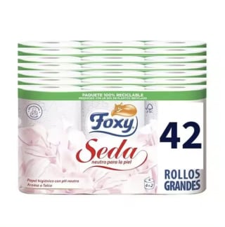 FOXY Seda 42 rollos 3 capas papel higiénico (7 pack x 6 rollos) PH neutro por solo 15,85€