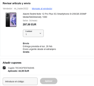 Xiaomi Redmi Note 12 Pro Plus 5G 8GB/256GB por 252,45€