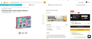 Juego de mesa Clementoni Memo Pocket Gabby's Dollhouse por 3,74€