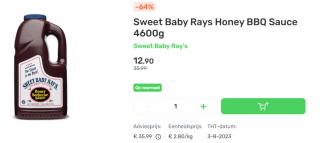 Sweet Baby Rays Honey BBQ Sauce 4600g voor €12,90 bij Foodello