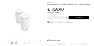 Linksys Velop Pro 7 2-pack voor €359,90 via DustinHome