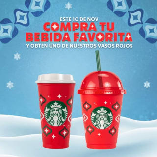 Vaso Reusable de Navidad Gratis en Starbuck comprando Bebida