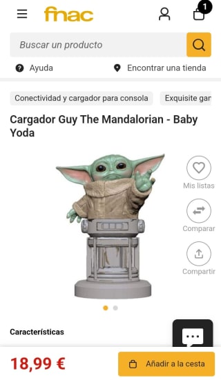 Cargador Guy The Mandalorian Baby Yoda por 18,99€(socios)