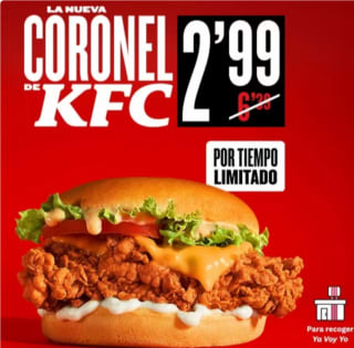 Burger La Coronel de KFC por solo 2,99€