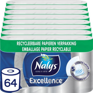 Nalys Excellence Maxi-Vellen Toiletpapier met 5 Lagen 64 rollen voor €35,21bij Bol.com