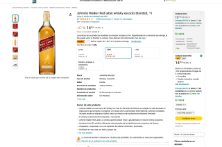 Johnnie Walker Red label whisky escocés blended 1 litro por solo 13€