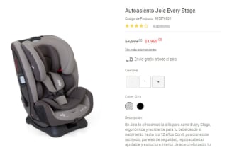 Autoasiento Joie Every Stage (hasta 36 kg/12 años) por $1999 en Liverpool