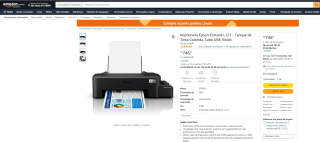 Impressora da Epson, modelo Ecotank L121 - R$ 746,91
