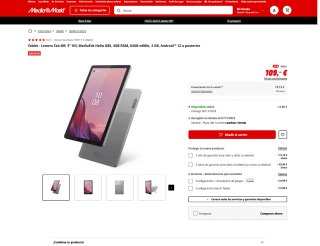 Tablet Lenovo Tab M9 9A HD MediaTek Helio G80 4GB 64GB 4GB por 109€