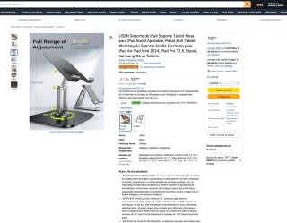 LISEN Soporte de iPad Soporte Tablet Mesa para iPad Stand Ajustable de metal por solo 13,90€