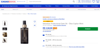 Óleo Capilar da Dark Oil de 95ml por Sebastian Professional - R$ 118,90
