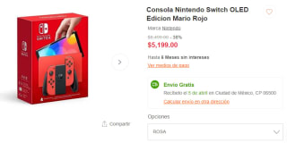 Nintendo Switch OLED Mario Rojo por $4,419 en Linio con PayPal