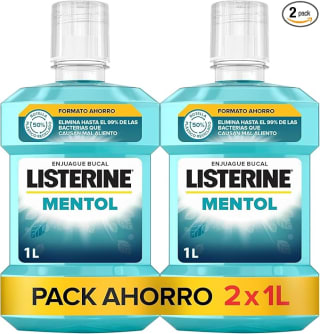 Listerine Mentol (pack de 2 x 1 L), enjuague bucal con flúor por 8,99€